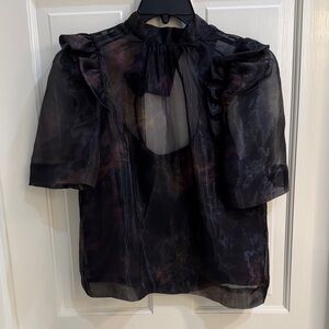 Marie Oliver Sheer Black and Purple Blouse